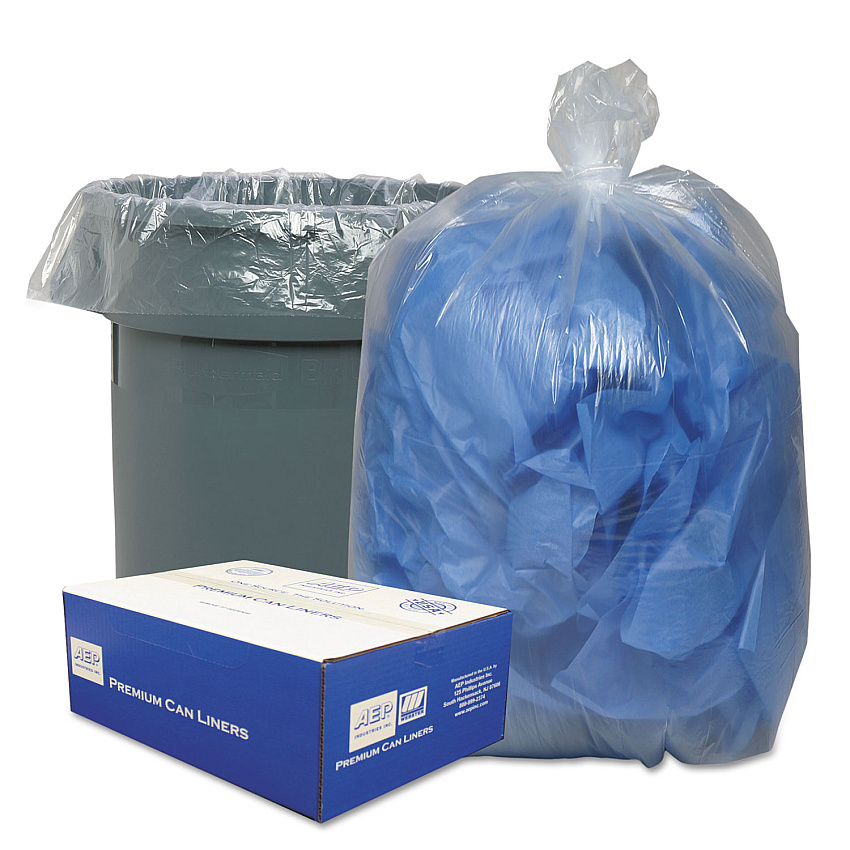 Classic Clear Linear Low-Density Can Liners, 45 gal, 0.63 mil, 40" x 46", Clear, 25 Bags/Roll, 10 Rolls/Carton (404616C)