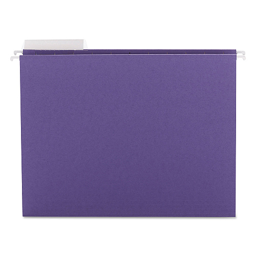 Smead Color Hanging Folders with 1/3 Cut Tabs, Letter Size, 1/3-Cut Tabs, Purple, 25/Box 8 1/2" x 11" - Top Tab Location - Assorted Tab Position - 11 pt. - Poly - Purple - 10% Paper Recycled - 25 / Box (64023)