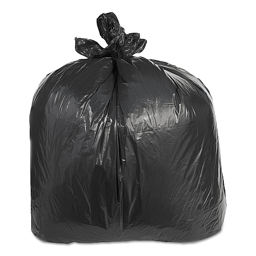Trinity Plastics Low-Density Can Liners, 60 gal, 2.4 mil, 38" x 58", Black, Flat Pack, 100/Carton (ML3858XH)
