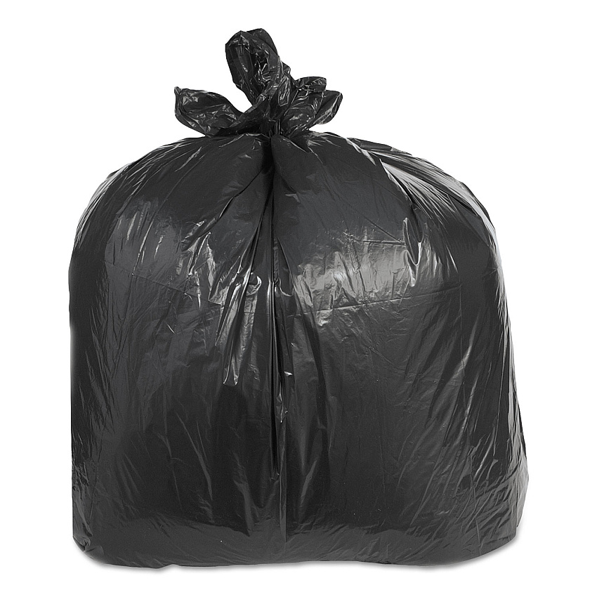 Trinity Plastics Low-Density Can Liners, 60 gal, 2.4 mil, 38" x 58", Black, Flat Pack, 100/Carton (ML3858XH)