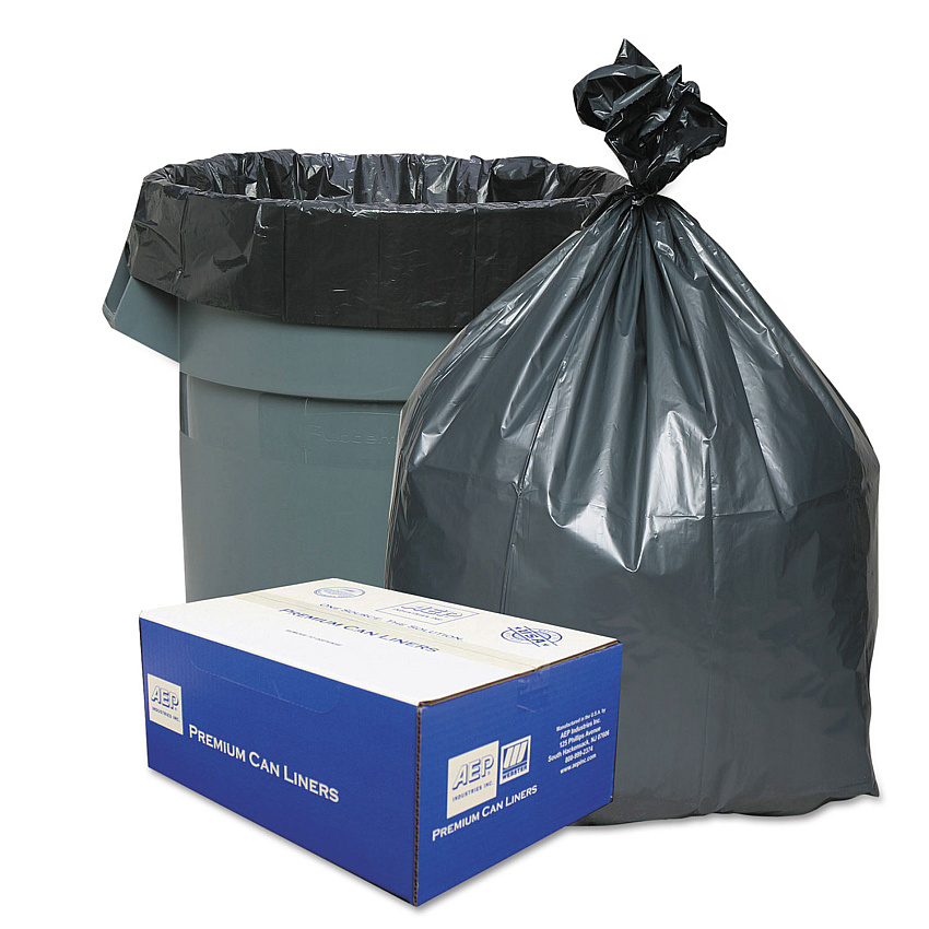Platinum Plus Can Liners, 33 gal, 1.35 mil, 33" x 40", Gray, 10 Bags/Roll, 10 Rolls/Carton (PLA4070)