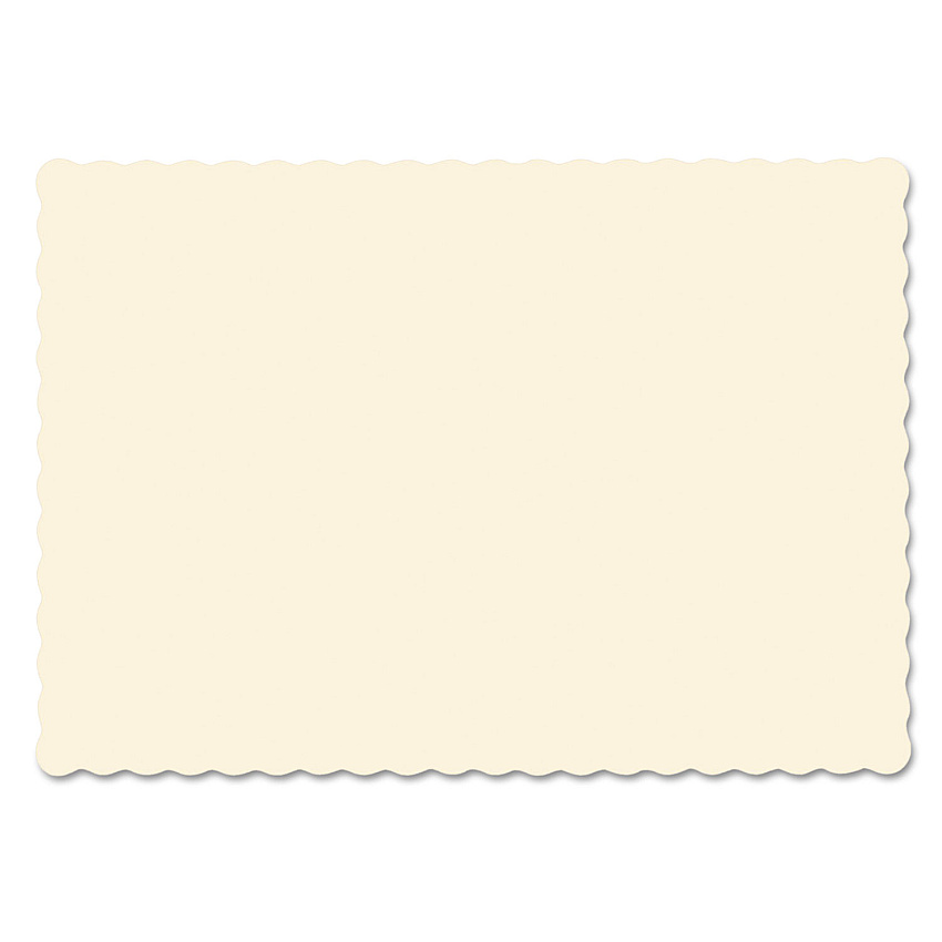 Hoffmaster Placemats, Smooth Surface, Scalloped Edges, 13.5" x 9.5", Ecru, 1,000/Carton (310522)