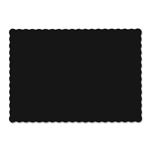 Hoffmaster Placemats, Smooth Surface, Scalloped Edges, 13.5" x 9.5", Black, 1,000/Carton (310551)