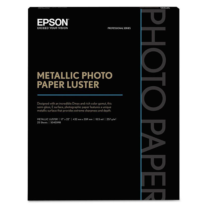 Epson Professional Media Metallic Gloss Photo Paper, 10.5 mil, 17 x 22, White, 25/Pack (S045591)