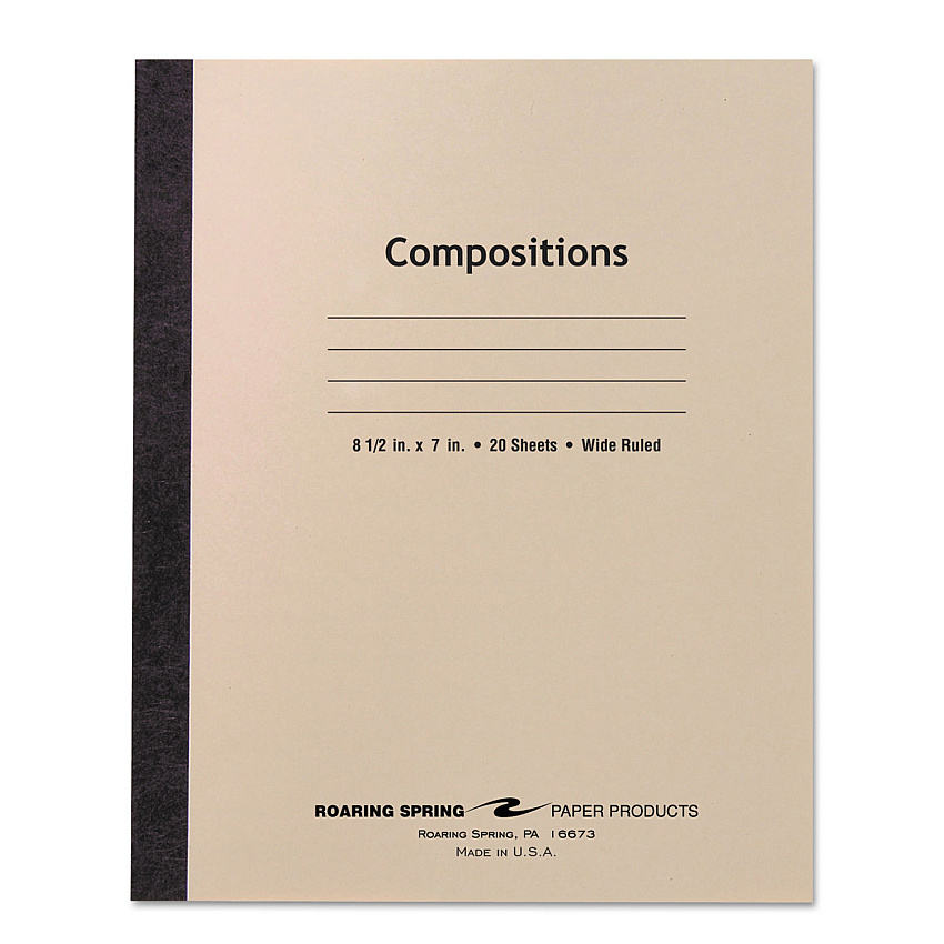 Roaring Spring Stitched Cover Composition Book, Wide/Legal Rule, Manila Cover, (20) 8.5 x 7 Sheets (77340)