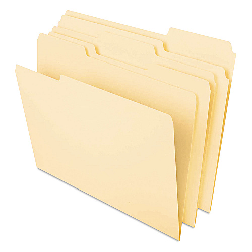 Universal Deluxe Heavyweight File Folders, 1/3-Cut Tabs: Assorted, Legal Size, 0.75" Expansion, Manila, 50/Pack (UNV16420)