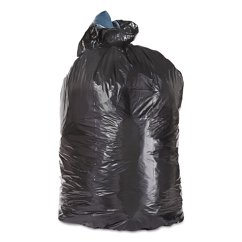 Trinity Plastics Low-Density Can Liners, 45 gal, 1.25 mil, 23" x 46", Black, Flat Pack, 100/Carton (ML4046H)