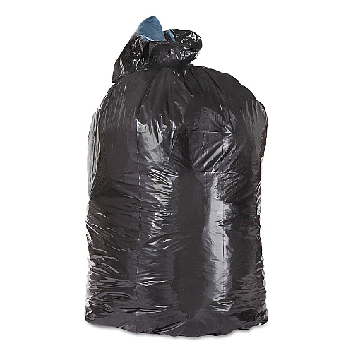 Trinity Plastics Low-Density Can Liners, 56 gal, 1.25 mil, 43" x 47", Black, Flat Pack, 100/Carton (ML4347H)