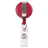 Advantus Translucent Retractable ID Card Reel, 30" Extension, Red, 12/Pack (75471)