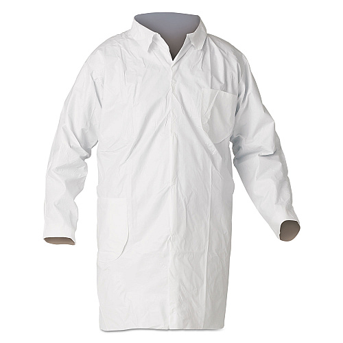 A40 Liquid And Particle Protection Lab Coats With Pocket, Large, White, 30/carton