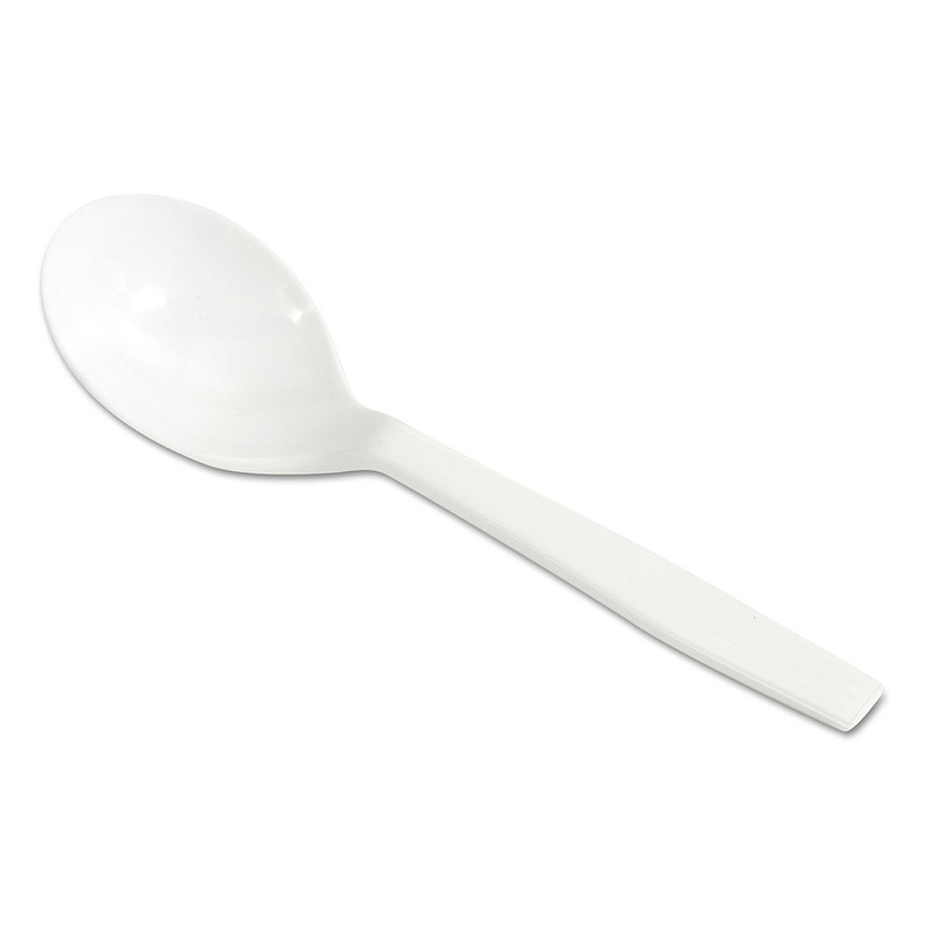 WNA Laguna Mediumweight Plastic Utensils, Soup Spoon, White, 1,000/Carton (130410)