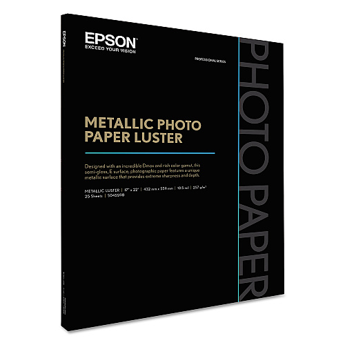 Epson Professional Media Metallic Luster Photo Paper, 5.5 mil, 17 x 22, White, 25/Pack (S045598)