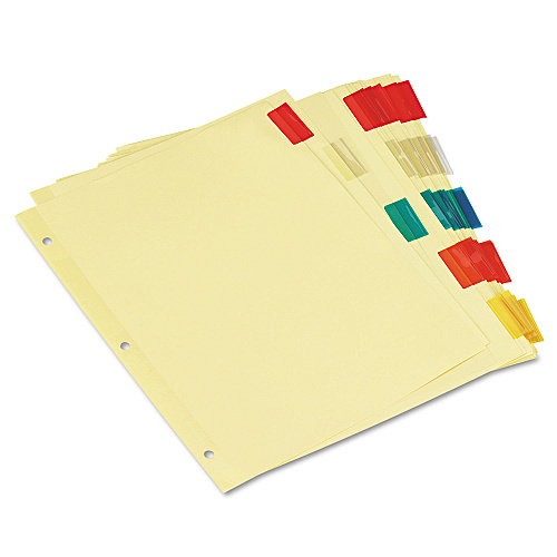 Universal Insertable Tab Index, 5-Tab, 11 x 8.5, Buff, Assorted Tabs, 6 Sets (UNV21870)