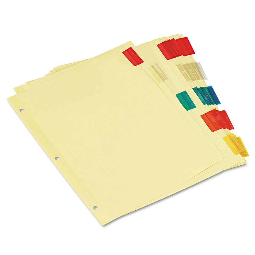 Universal Insertable Tab Index, 5-Tab, 11 x 8.5, Buff, Assorted Tabs, 6 Sets (UNV21870)