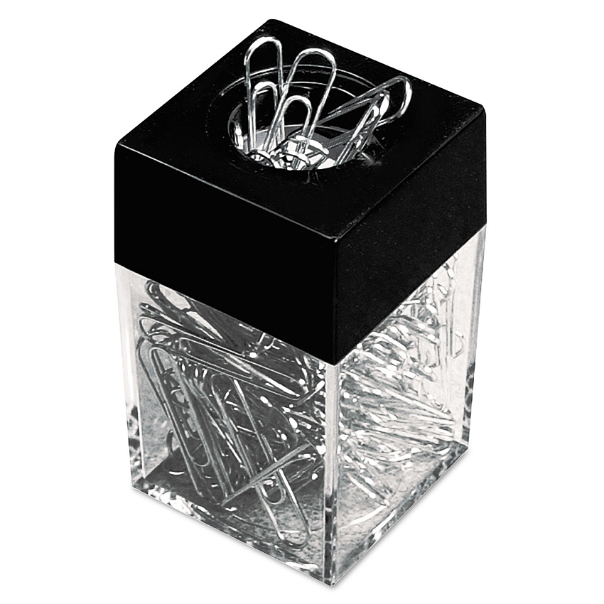 Universal Paper Clips with (1) Magnetic-Top Desktop Dispenser, #1, Smooth, Silver, 100 Clips/Pack, 12 Packs/Box (UNV72211)