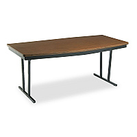 Barricks Economy Conference Folding Table, Boat, 72w x 36d x 30h, Walnut/Black (ECT366WA)