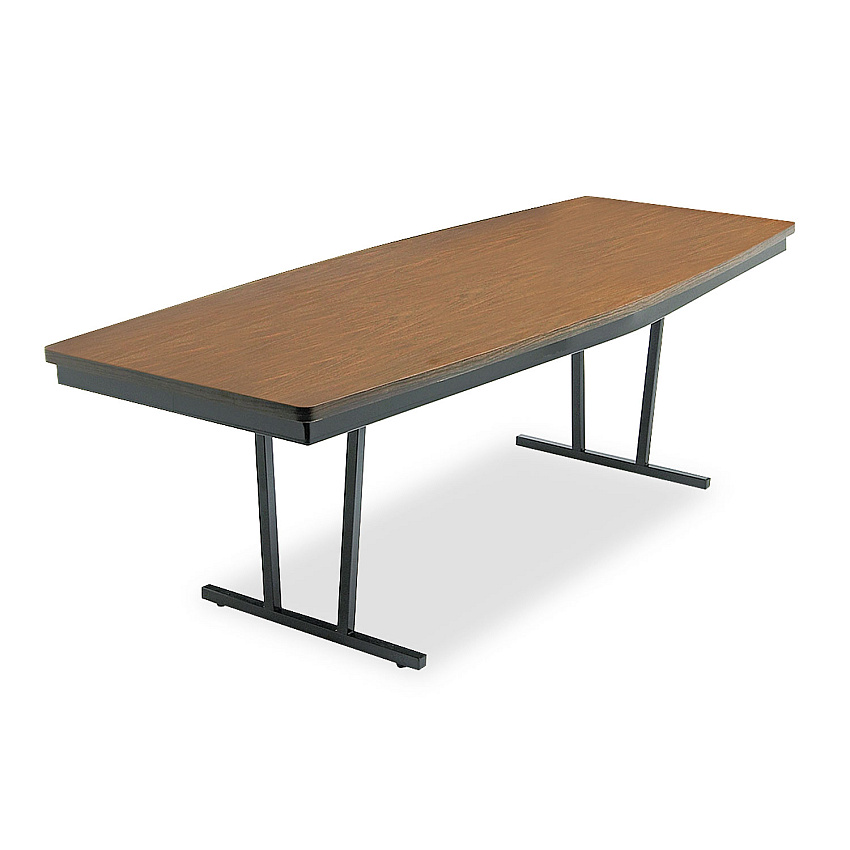 Barricks Economy Conference Folding Table, Boat, 96w x 36d x 30h, Walnut/Black (ECT368WA)