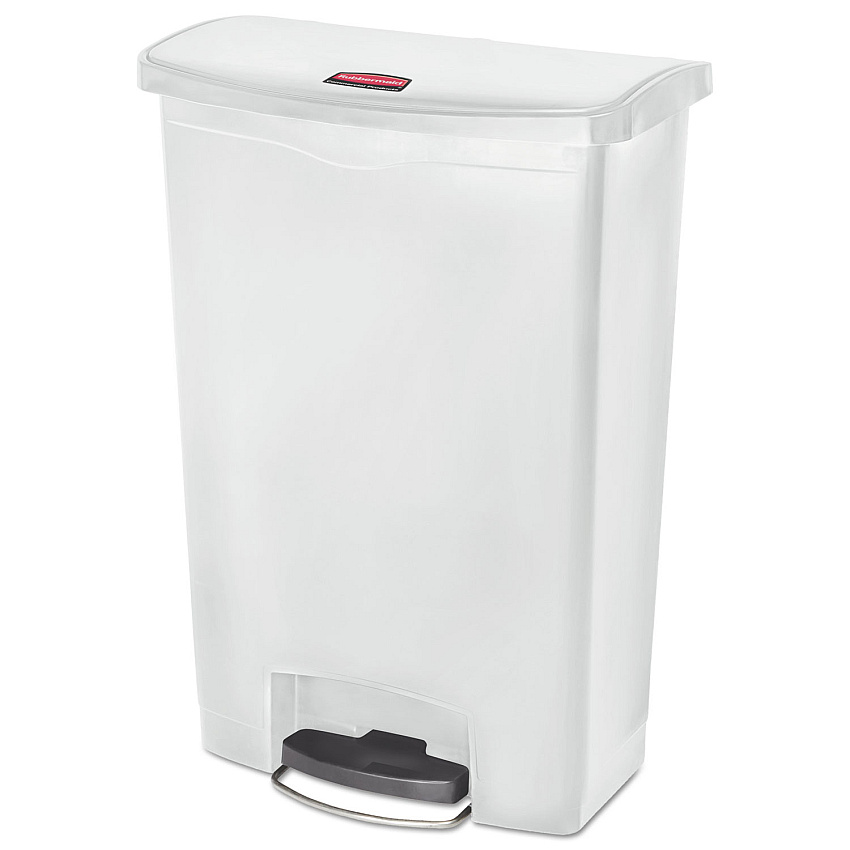 Rubbermaid Commercial Slim Jim Streamline Resin Step-On Container, Front Step Style, 24 gal, Polyethylene, White (1883561)