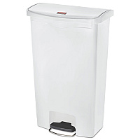 Rubbermaid Commercial Slim Jim Streamline Resin Step-On Container, Front Step Style, 18 gal, Polyethylene, White (1883559)