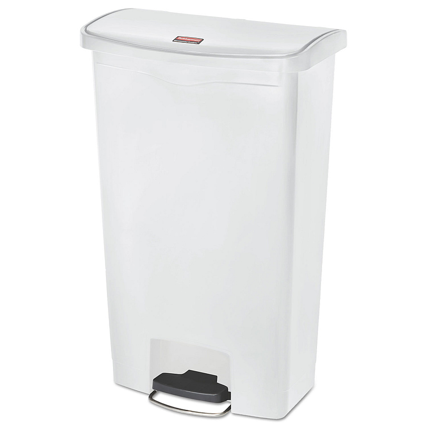 Rubbermaid Commercial Slim Jim Streamline Resin Step-On Container, Front Step Style, 18 gal, Polyethylene, White (1883559)