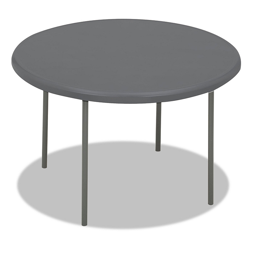 Iceberg IndestrucTable Classic Folding Table, Round, 48" x 29", Charcoal (65247)