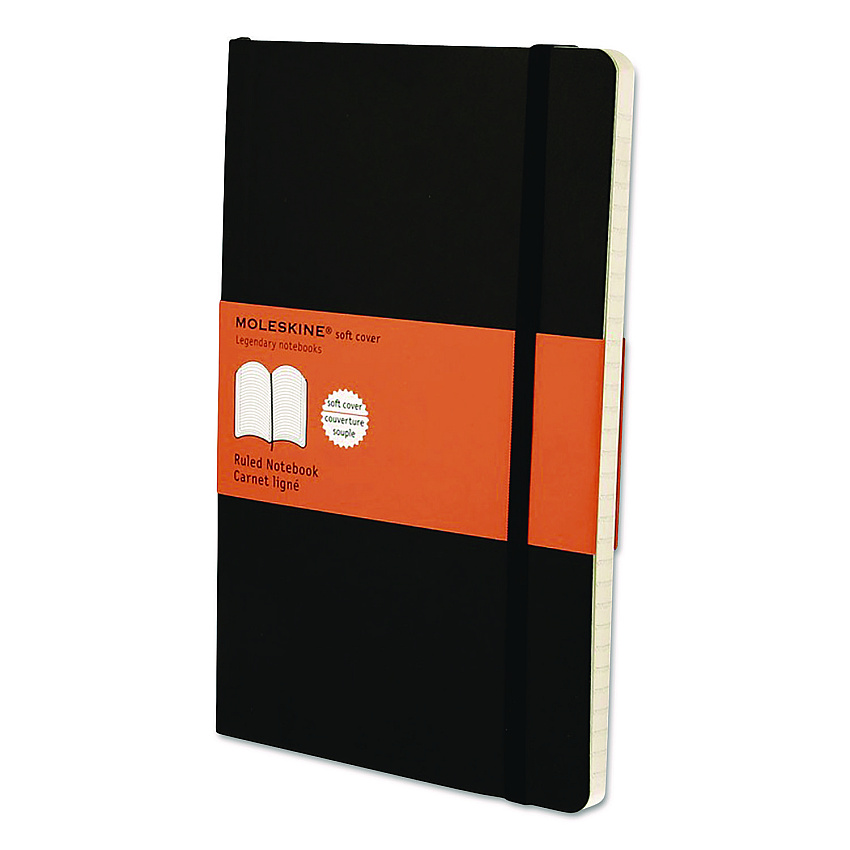 Moleskine Classic Softcover Notebook, 1-Subject, Narrow Rule, Black Cover, (192) 8.25 x 5 Sheets (MSL14)