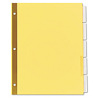 Universal Deluxe Extended Insertable Tab Indexes, 5-Tab, 11 x 8.5, Buff, Clear Tabs, 6 Sets (UNV21875)