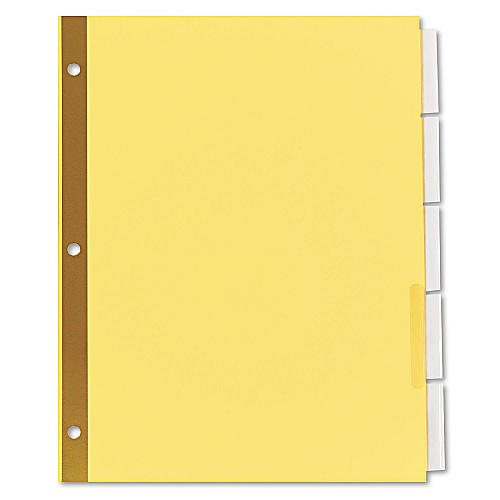 Universal Deluxe Extended Insertable Tab Indexes, 5-Tab, 11 x 8.5, Buff, Clear Tabs, 6 Sets (UNV21875)