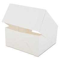 SCT White Window Bakery Boxes with Attached Flip Top, 4-Corner Beers Design, 8 x 8 x 4, White, Paper, 150/Carton (24053)