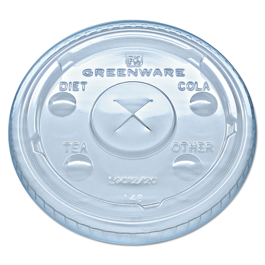 Fabri-Kal Greenware Cold Drink Lids, Fits 9 oz Old Fashioned Cups, 12 oz Squat Cups, 20 oz Cups Clear, 1,000/Carton (LGC1220)