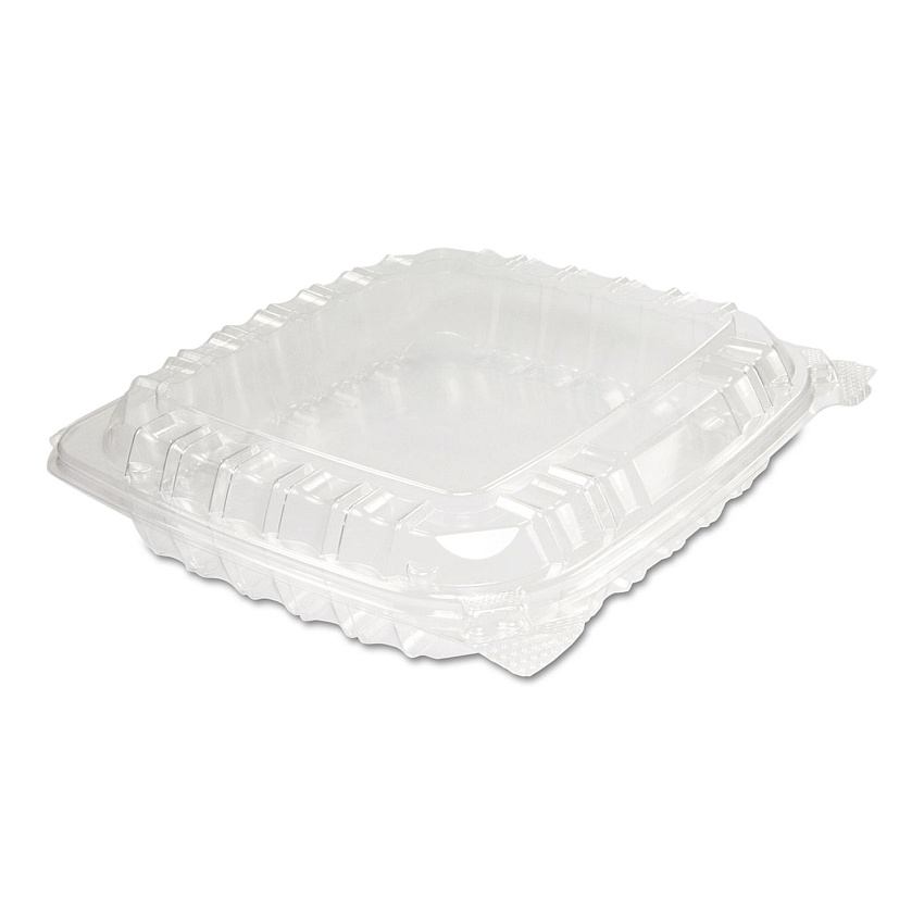 Dart ClearSeal Hinged-Lid Plastic Containers, 8.31 x 8.31 x 2, Clear, Plastic, 125/Bag, 2 Bags/Carton (C89PST1)