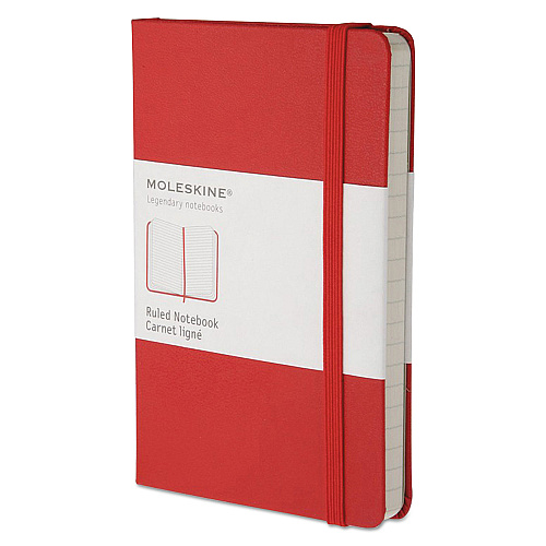 Moleskine Hard Cover Notebook, 1-Subject, Narrow Rule, Red Cover, (192) 5.5 x 3.5 Sheets (MM710R)