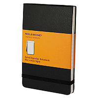 Moleskine Reporter Notepad, Narrow Rule, Black Cover, 192 White 3.5 x 5.5 Sheets (QP511)
