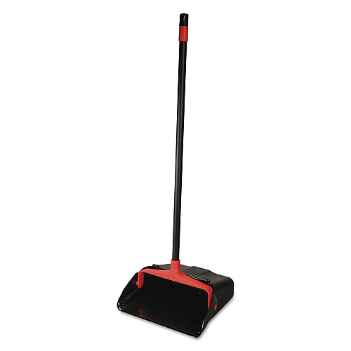 O-Cedar MaxiPlus Lobby Dustpan, 13.5 x 36, 33" Handle, Plastic, Black/Red (96208EA)