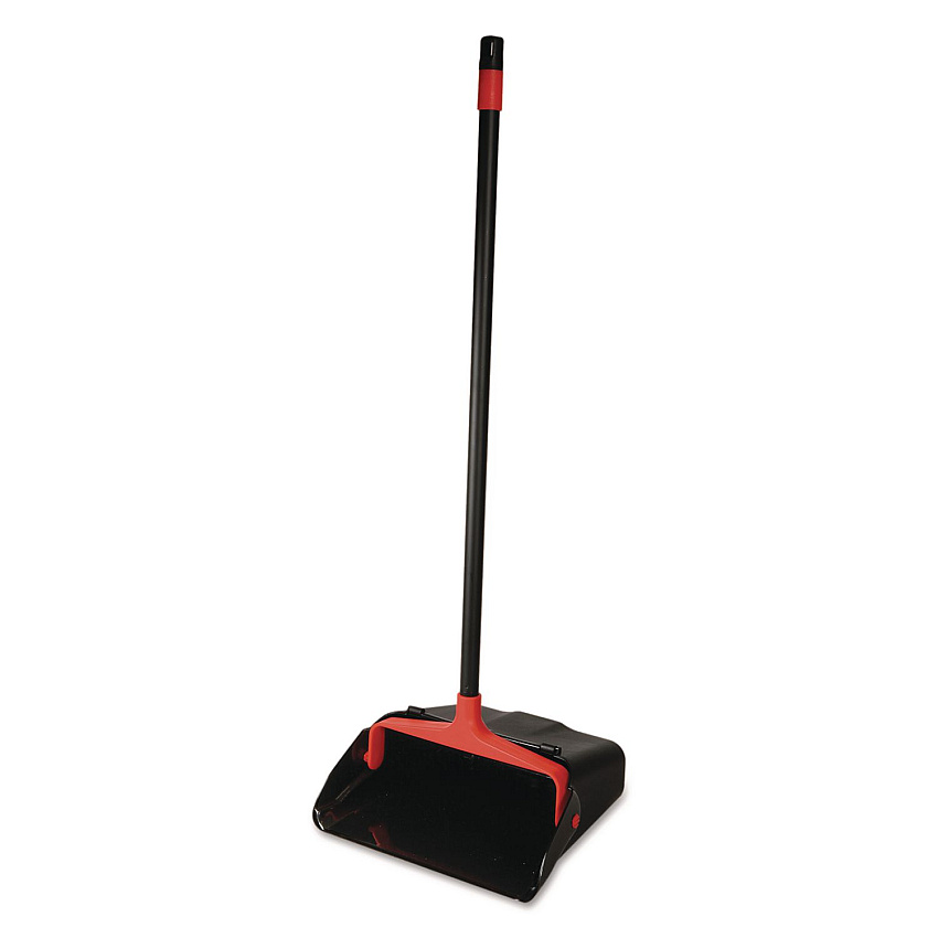 O-Cedar MaxiPlus Lobby Dustpan, 13.5 x 36, 33" Handle, Plastic, Black/Red (96208EA)