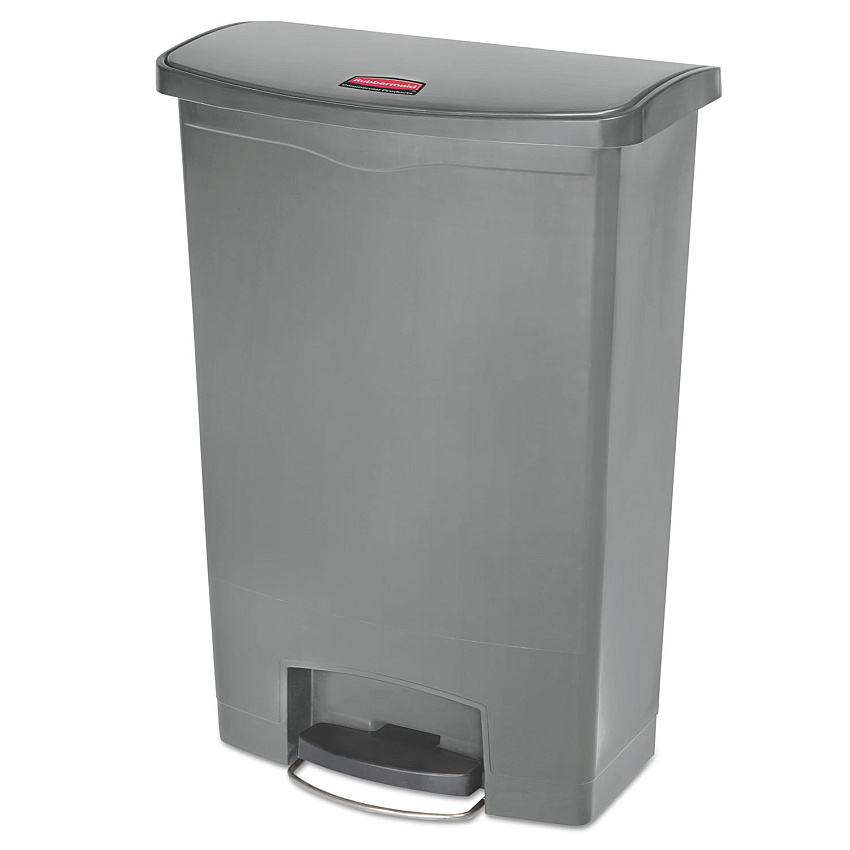 Rubbermaid Commercial Streamline Resin Step-On Container, Front Step Style, 24 gal, Polyethylene, Gray (1883606)