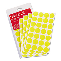 Universal Self-Adhesive Removable Color-Coding Labels, 0.75" dia, Yellow, 28/Sheet, 36 Sheets/Pack (UNV40114)