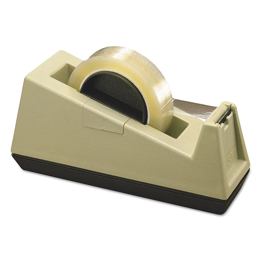 Scotch Heavy-Duty Weighted Desktop Tape Dispenser, 3" Core, Plastic, Putty/Brown (C25)