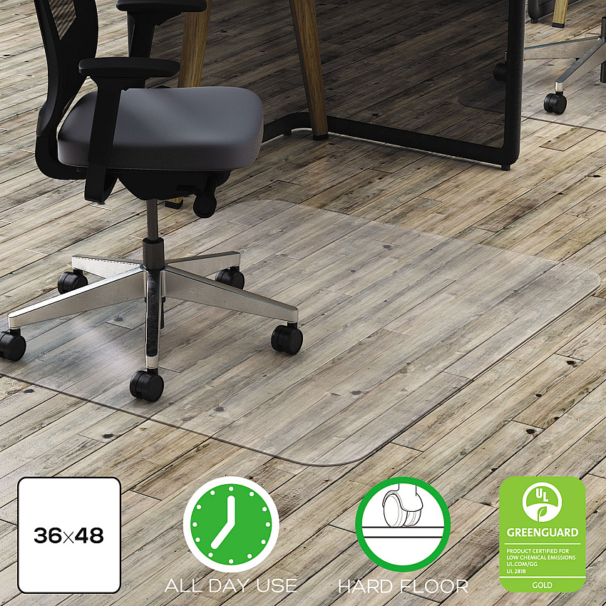 Deflecto All Day Use Chair Mat - Hard Floors, 36 x 48, Rectangular, Clear (CM21142PC)