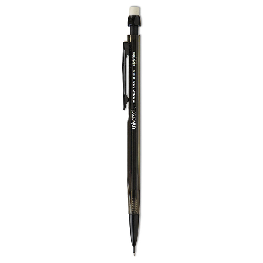 Universal Mechanical Pencil, 0.7 mm, HB (#2), Black Lead, Smoke/Black Barrel, Dozen (UNV22010)