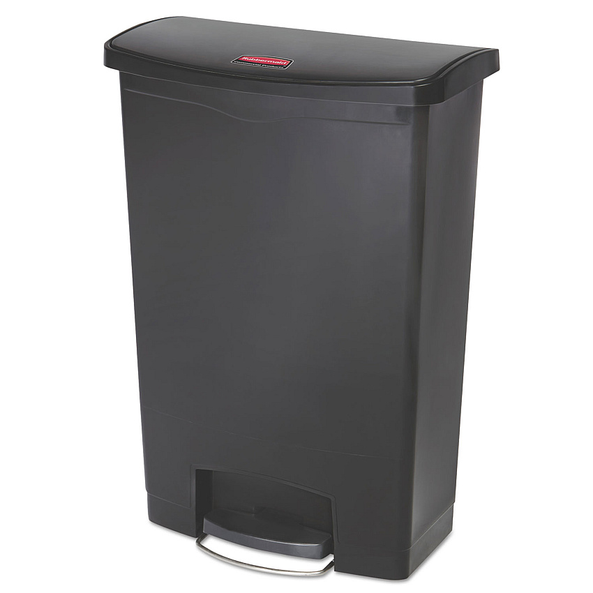 Rubbermaid Commercial Streamline Resin Step-On Container, Front Step Style, 24 gal, Polyethylene, Black (1883615)