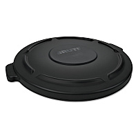 BRUTE Self-Draining Flat Top Lids for 55 gal Round BRUTE Containers, 27.64" Diameter, Black, 3/Carton