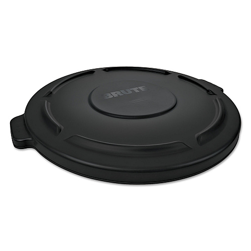 BRUTE Self-Draining Flat Top Lids for 55 gal Round BRUTE Containers, 27.64" Diameter, Black, 3/Carton