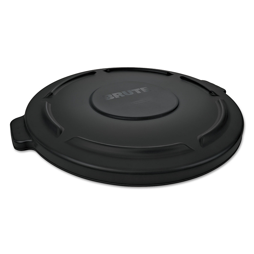 BRUTE Self-Draining Flat Top Lids for 55 gal Round BRUTE Containers, 27.64" Diameter, Black, 3/Carton