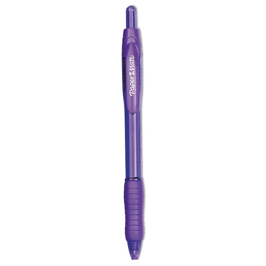 Paper Mate Profile Ballpoint Pen, Retractable, Bold 1.4 mm, Purple Ink, Translucent Purple Barrel, Dozen (35830)