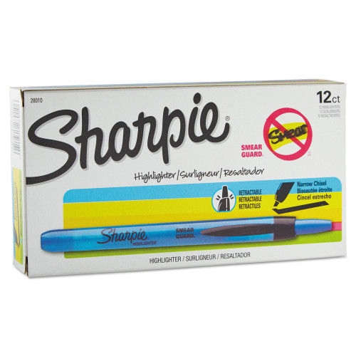 Sharpie Retractable Highlighters, Chisel Tip, Blue, Dozen (28010