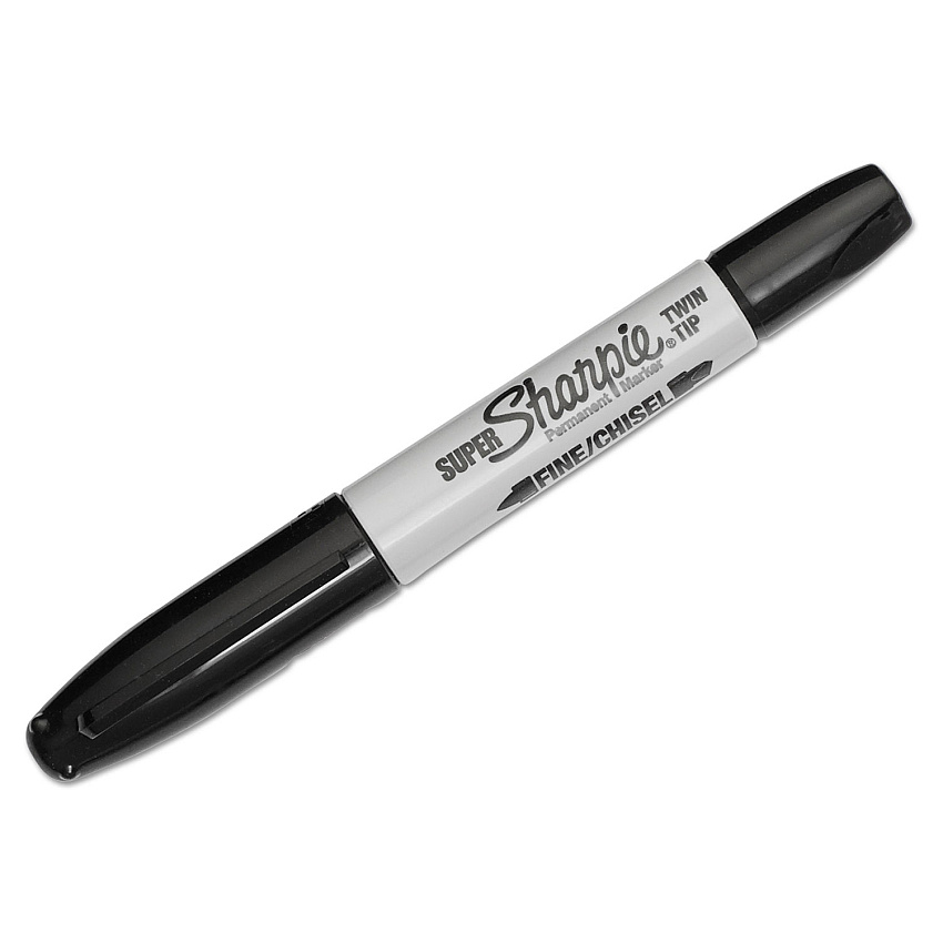 Sharpie Super Twin-Tip Permanent Marker, Medium/Broad Bullet/Chisel Tips, Black (36201)