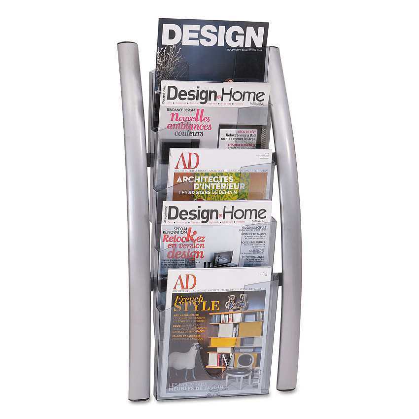 Alba Wall Literature Display, 13w x 3.5d x 28.5h, Silver Gray/Translucent (DDICE5M)