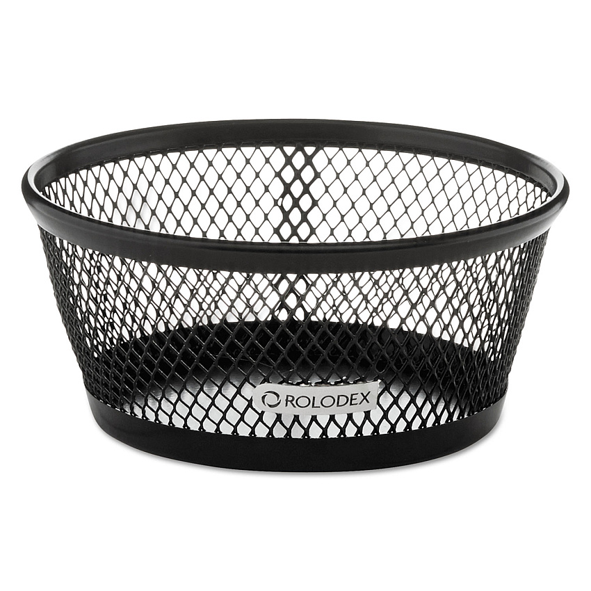 Rolodex Mesh Jumbo Nestable Paper Clip Dish, Wire Mesh, 4.3" Diameter x 2"h,  Black (62562)