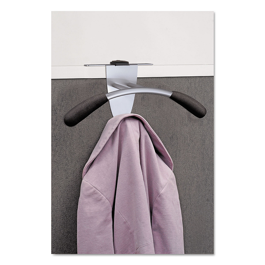 Alba Hanger Shaped Partition Coat Hook, Metal/Foam/ABS, Silver/Black (PMMOUSPART)